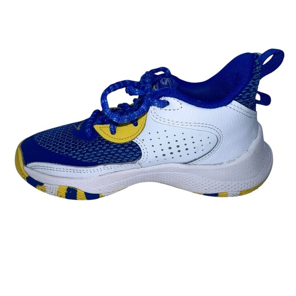 Steph Curry UA Kids Blue and Yellow Sneakers - Picture 3 of 8
